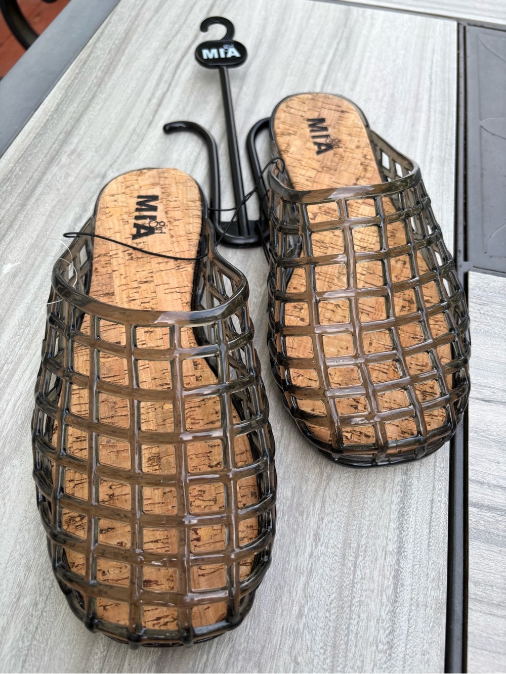 MIA Brown/Tan Cork Lattice Slide Mules